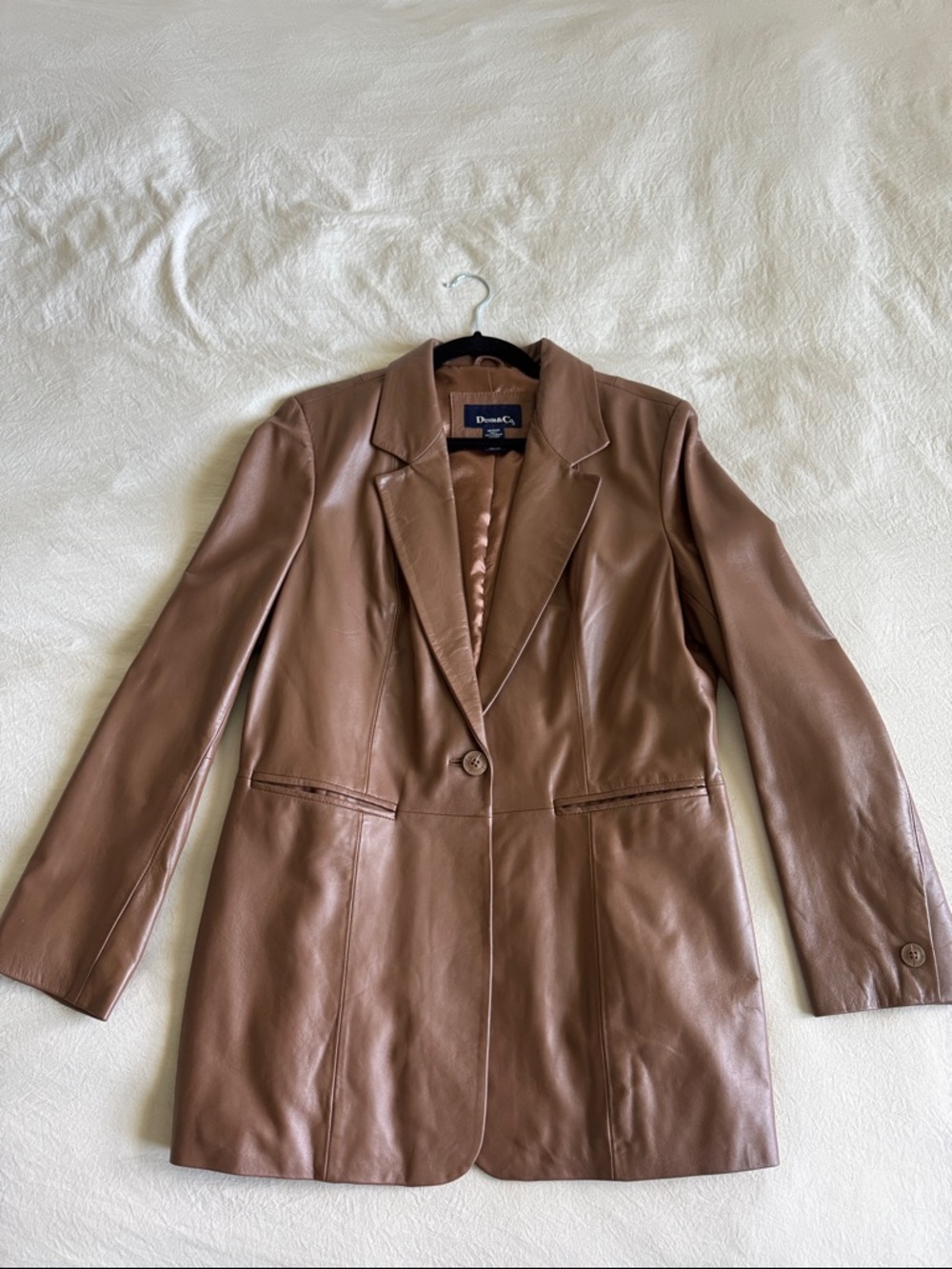 Denim&Co Brown Leather Single-Button Blazer